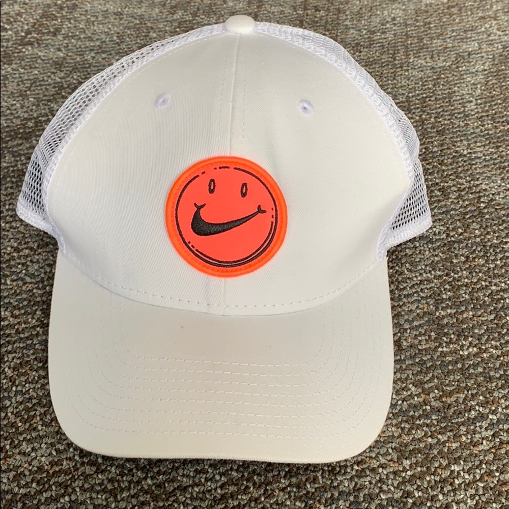 Nike hat with neon smiley